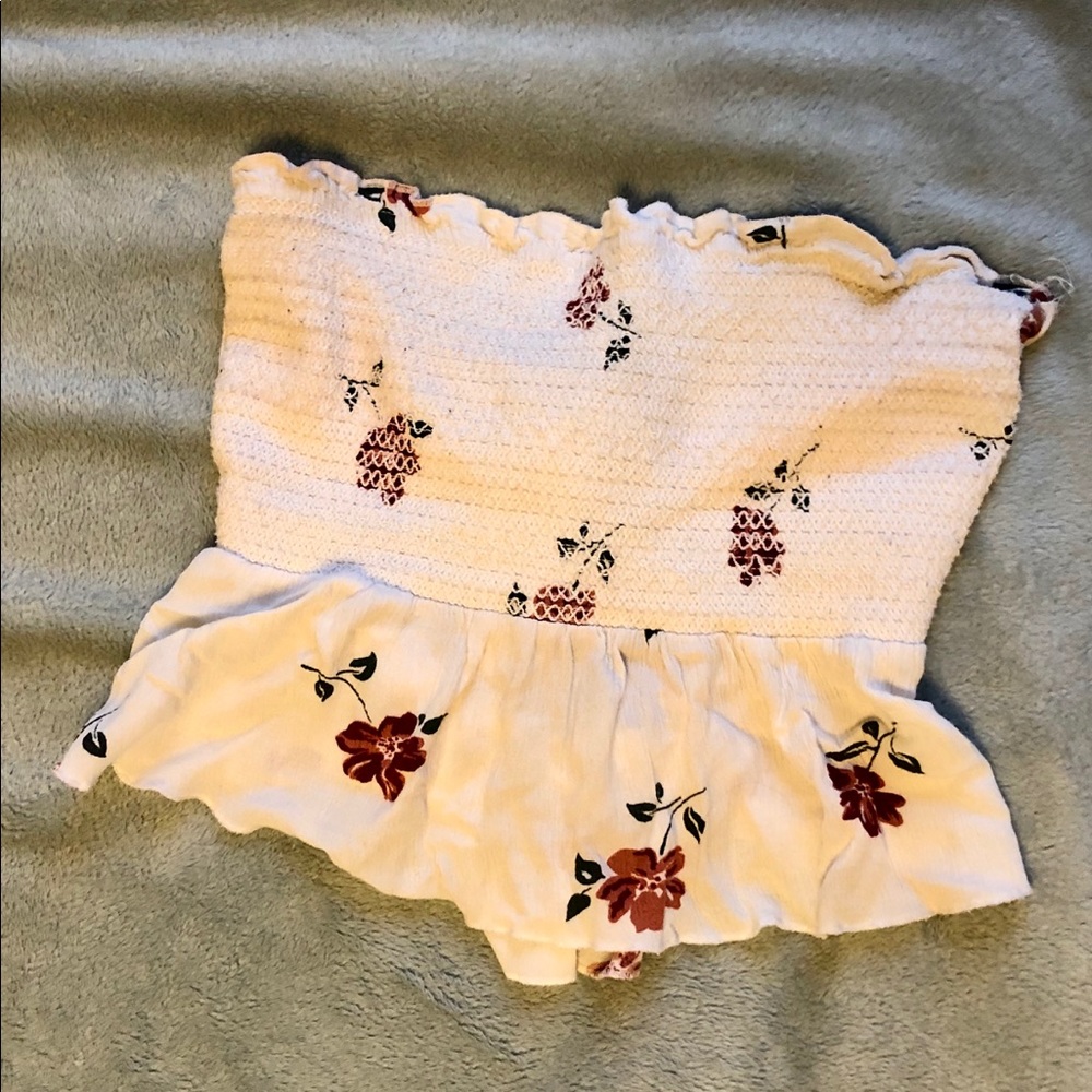 Flowery White Tube Top